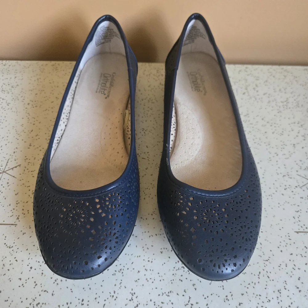 Croft & Barrow Navy Blue Ortholite Perforated Flats, 7M